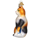 Calico Cat Glass Ornament 4 x 2.5 x 2 Inches