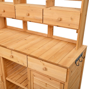 TOPMAX 65.7'' Tall Garden Potting Bench Table with Hutch