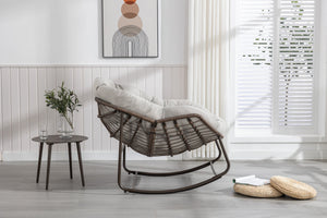 Outdoor Rattan Rocking Chair with Padded Cushion