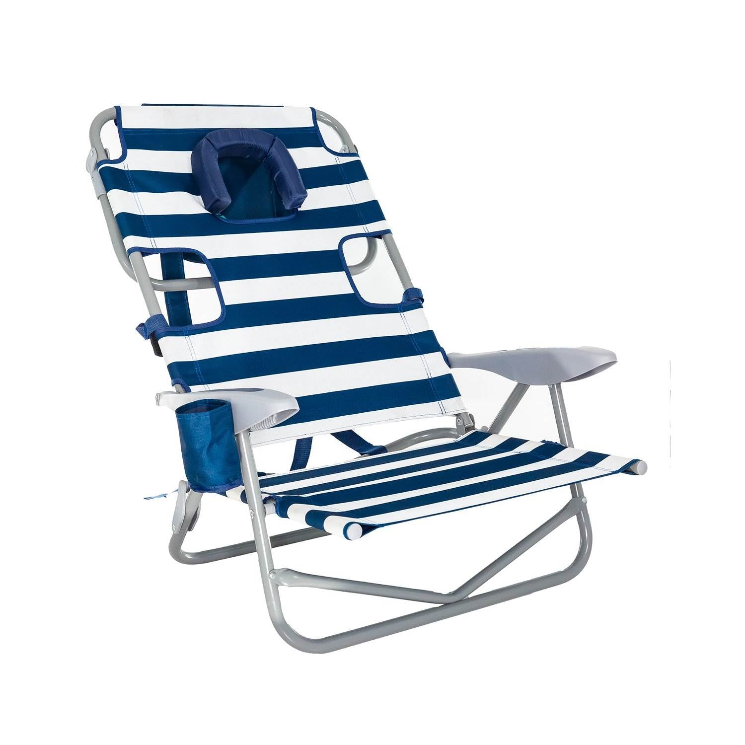 Ostrich-On-Your-Back-Outdoor-Reclining-Beach-Pool-Camping-Chair,-Blue-Stripe-Chairs-&-Seating