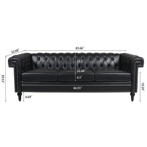 Traditional Square Arm Removable Cushion 3 Seater Sofa