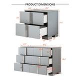 3-Pieces Sets, Elegant 6 Drawers Dresser and Two Nightstands