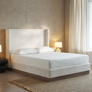 Hosford Upholstered Wingback Bed - King - Oat Boucle Fabric