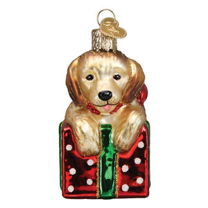 Golden Puppy Surprise Ornament