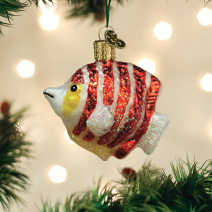 Peppermint Angelfish Ornament 2.75x2.5x1.25