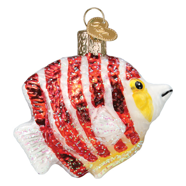 Peppermint Angelfish Ornament 2.75x2.5x1.25