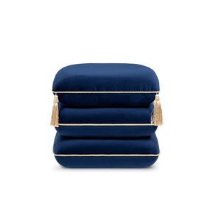 Monarch 19.5" Squared Upholstered Ottoman with Bullion Fringe