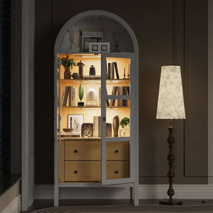 Modern Arched Cabinet with Glass Doors and Auto Sensor Light