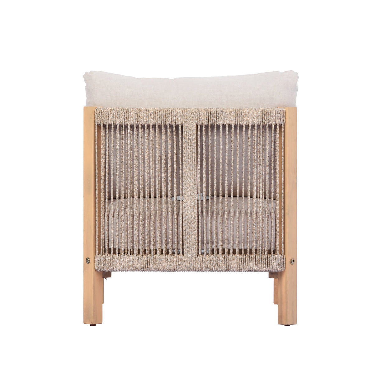 4 Piece Acacia Wood Outdoor Sofa Set with Rope-Woven Chairs