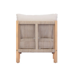 4 Piece Acacia Wood Outdoor Sofa Set with Rope-Woven Chairs