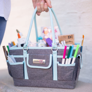 Deluxe Store & Tote Craft Organizer, Grey & Heather Teal