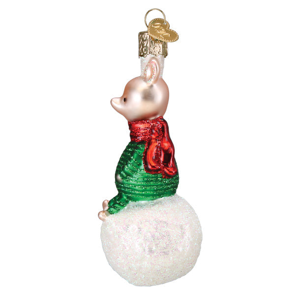 Piglet On Snowball Christmas Ornament