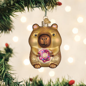Capybara Eating Donut Ornament