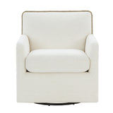 Tolland - Swivel Accent Chair With Antique Brass Nailhead Trim - Cream
