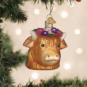 Floral Highland Cow Ornament