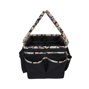 Deluxe Store & Tote Craft Organizer, Black & Floral Trim