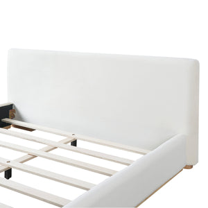 Elegant Upholstered Bed With Solid Wood Frame - Queen