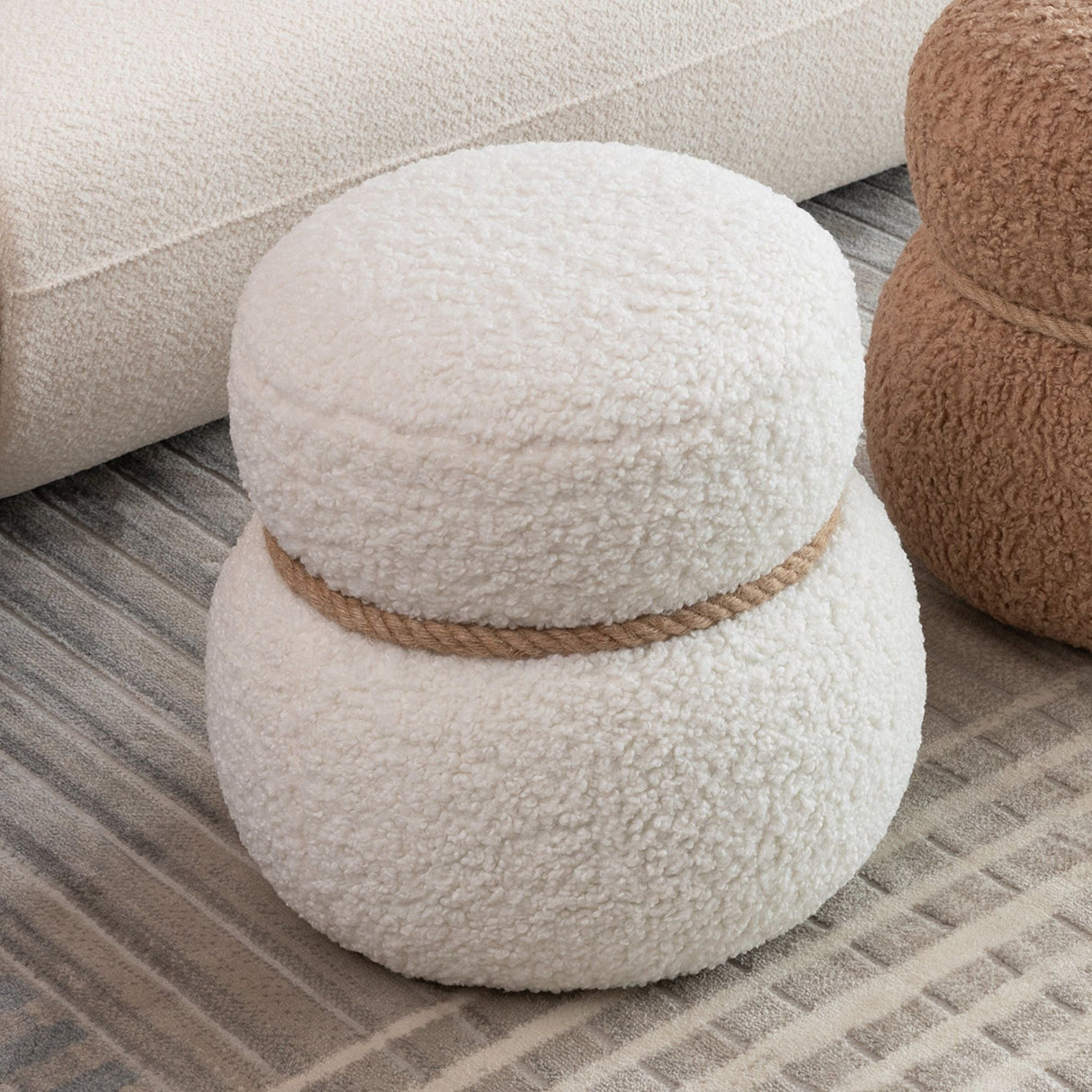 Snowman Stool With Cushion And Solid Wood Frame