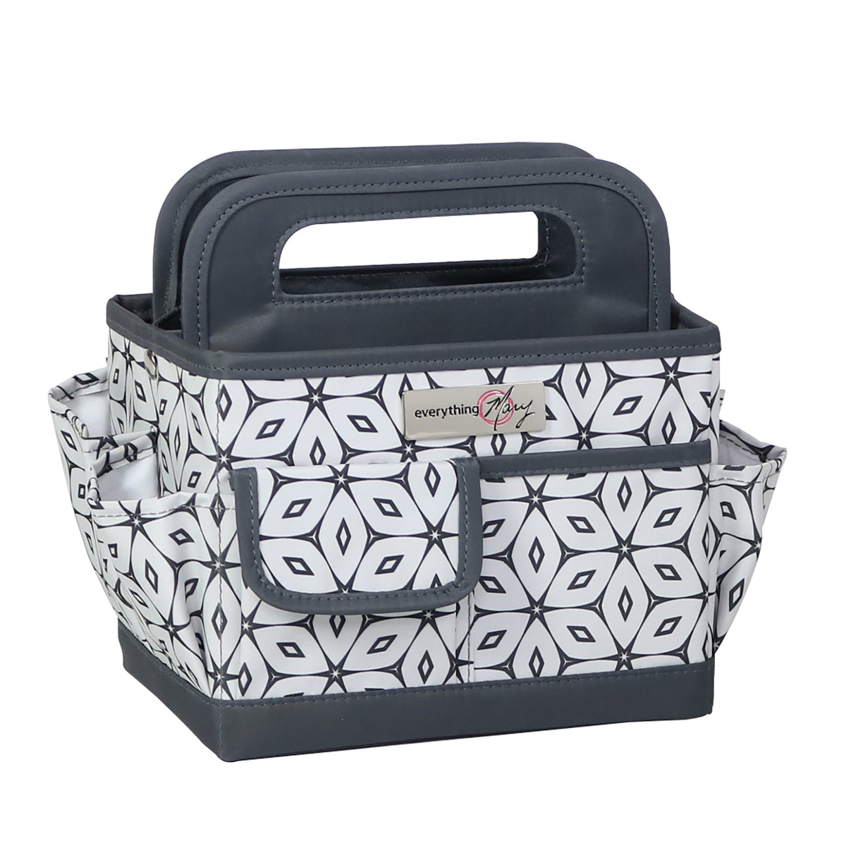 Everything Mary Collapsible Desktop Craft Caddy, Grey Geometric – Polyester Craft & Art Supply Organizer with 12 Storage Compartments