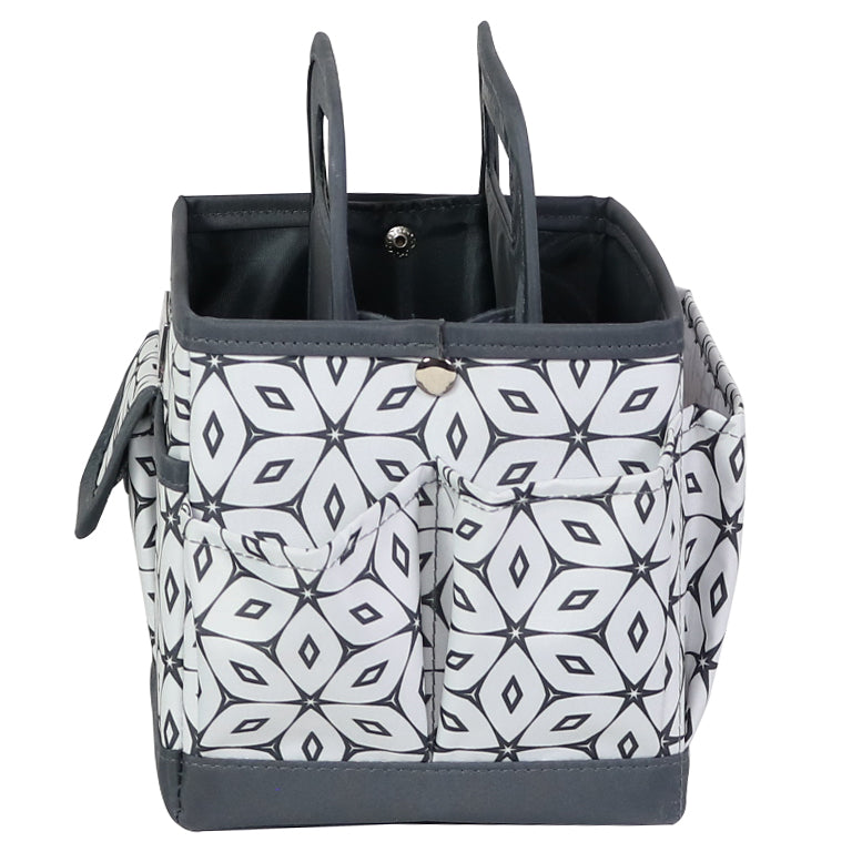 Everything Mary Collapsible Desktop Craft Caddy, Grey Geometric – Polyester Craft & Art Supply Organizer with 12 Storage Compartments