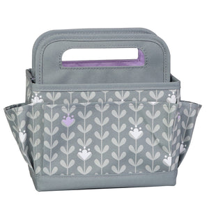 Everything Mary Collapsible Desktop Craft Caddy, Grey & Purple Floral – Polyester Craft & Art Supply Organizer with 12 Storage Compartments