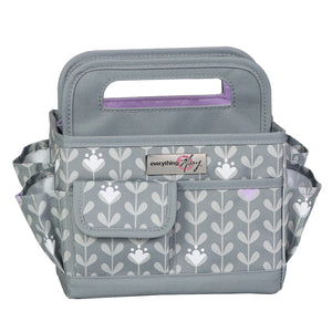 Everything Mary Collapsible Desktop Craft Caddy, Grey & Purple Floral – Polyester Craft & Art Supply Organizer with 12 Storage Compartments