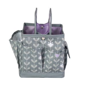 Everything Mary Collapsible Desktop Craft Caddy, Grey & Purple Floral – Polyester Craft & Art Supply Organizer with 12 Storage Compartments