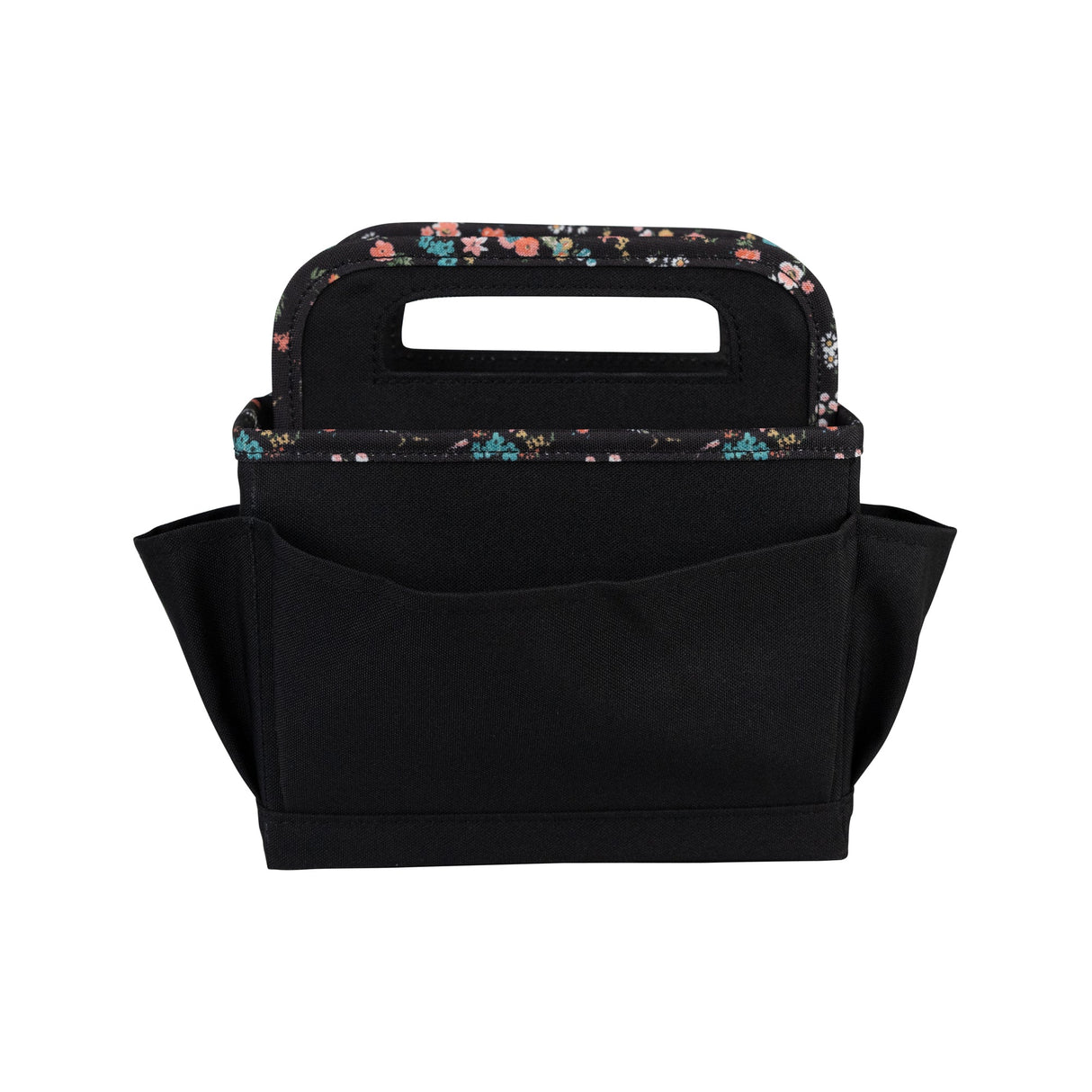 Everything Mary Collapsible Desktop Craft Caddy, Black & Floral Trim – Polyester Craft & Art Supply Organizer with 12 Storage Compartments