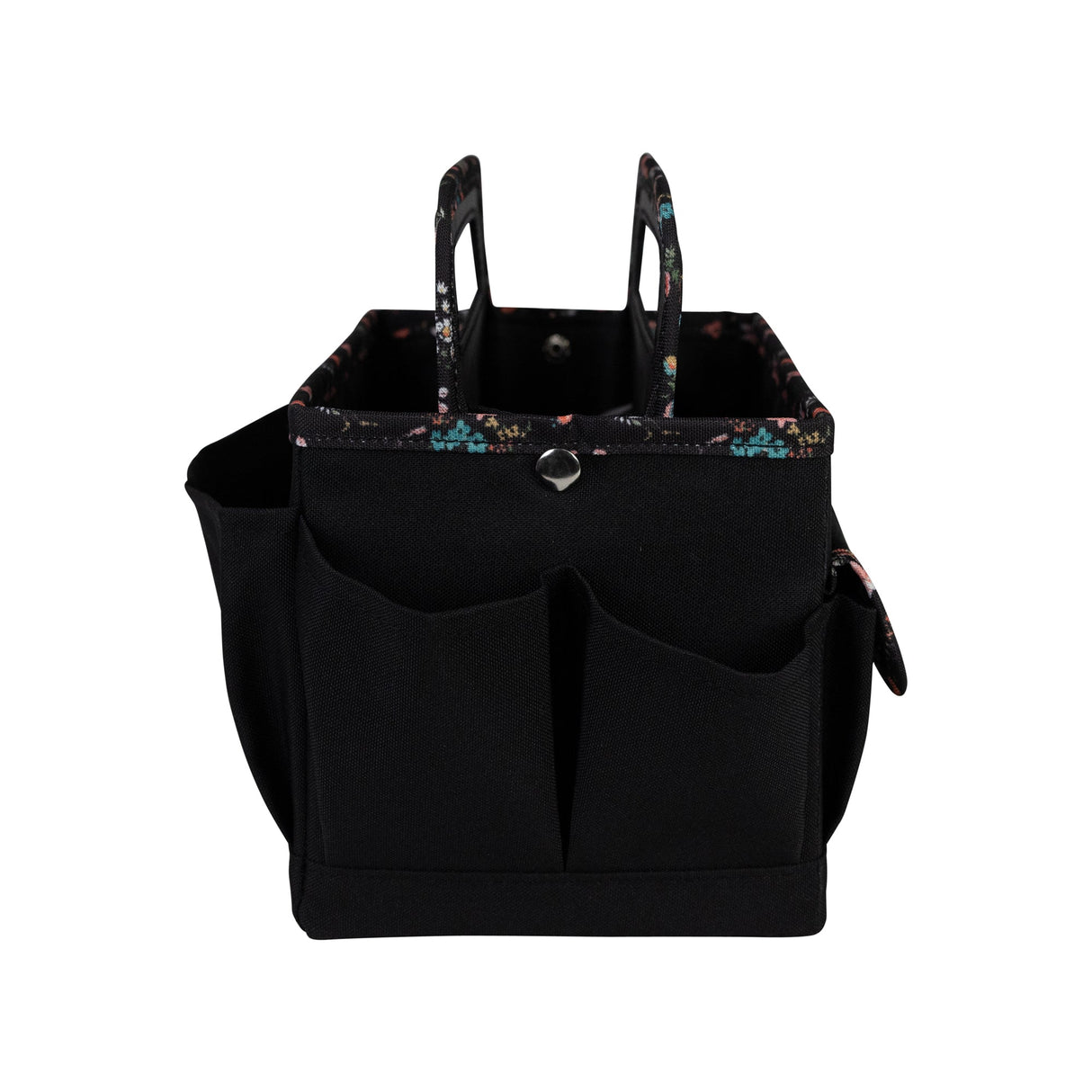 Everything Mary Collapsible Desktop Craft Caddy, Black & Floral Trim – Polyester Craft & Art Supply Organizer with 12 Storage Compartments