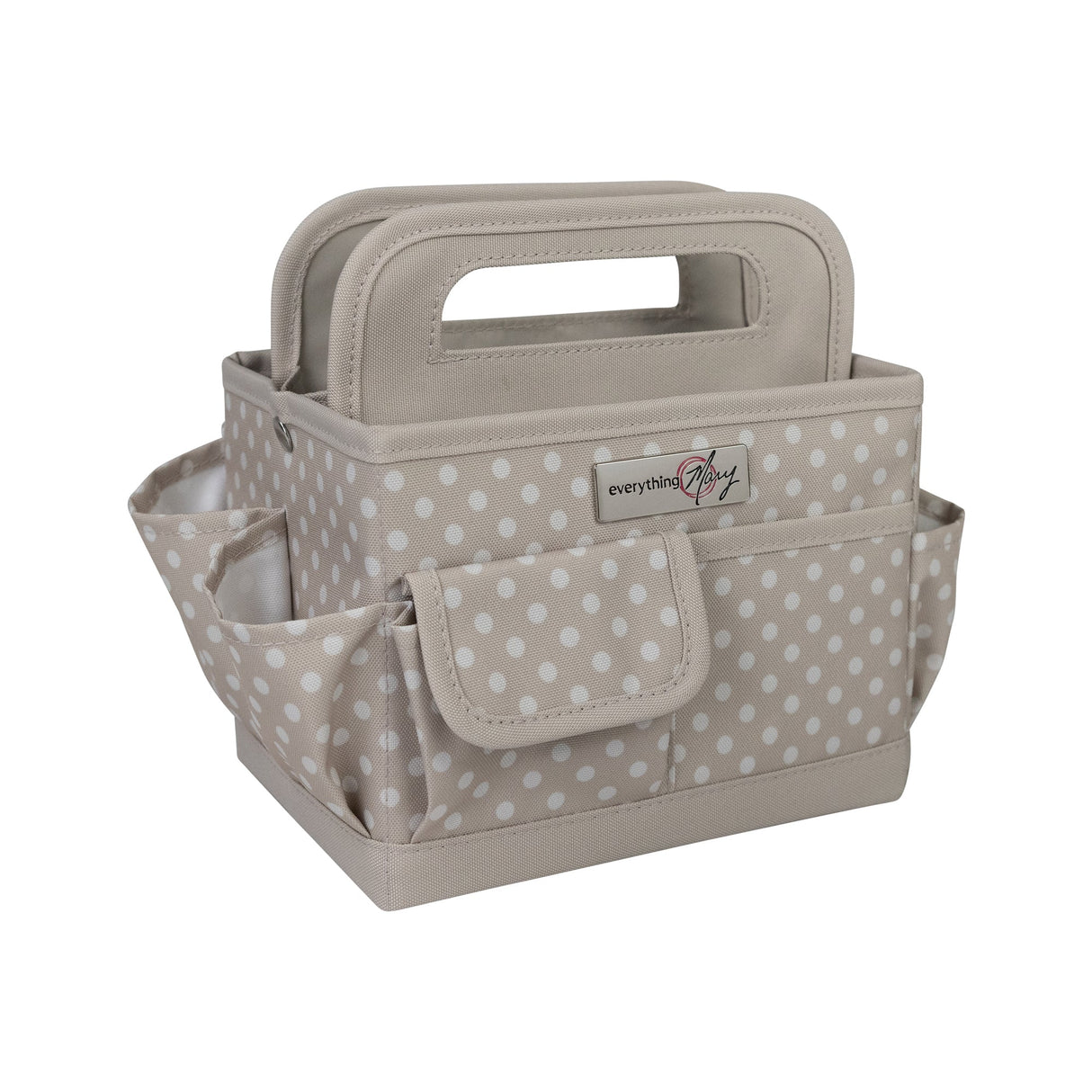 Everything Mary Collapsible Desktop Craft Caddy, Tan Dot – Polyester Craft & Art Supply Organizer with 12 Storage Compartments