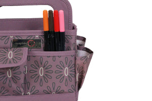 Everything Mary Collapsible Desktop Craft Caddy, Purple Geometric – Polyester Craft & Art Supply Organizer with 12 Storage Compartments