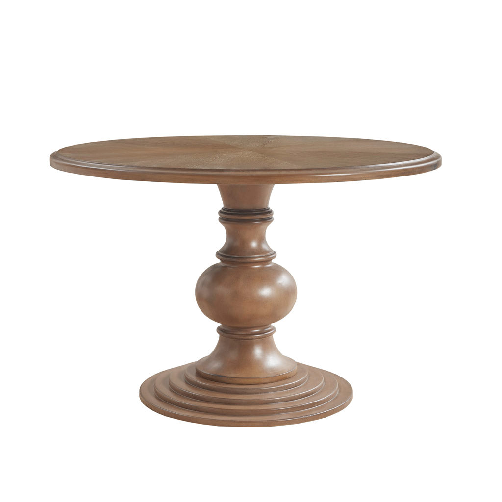 46" Round Pedestal Dining Table with Wood Frame