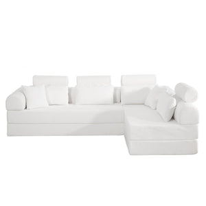 Modern L-Shape Modular Sectional Sofa, Compressed Design