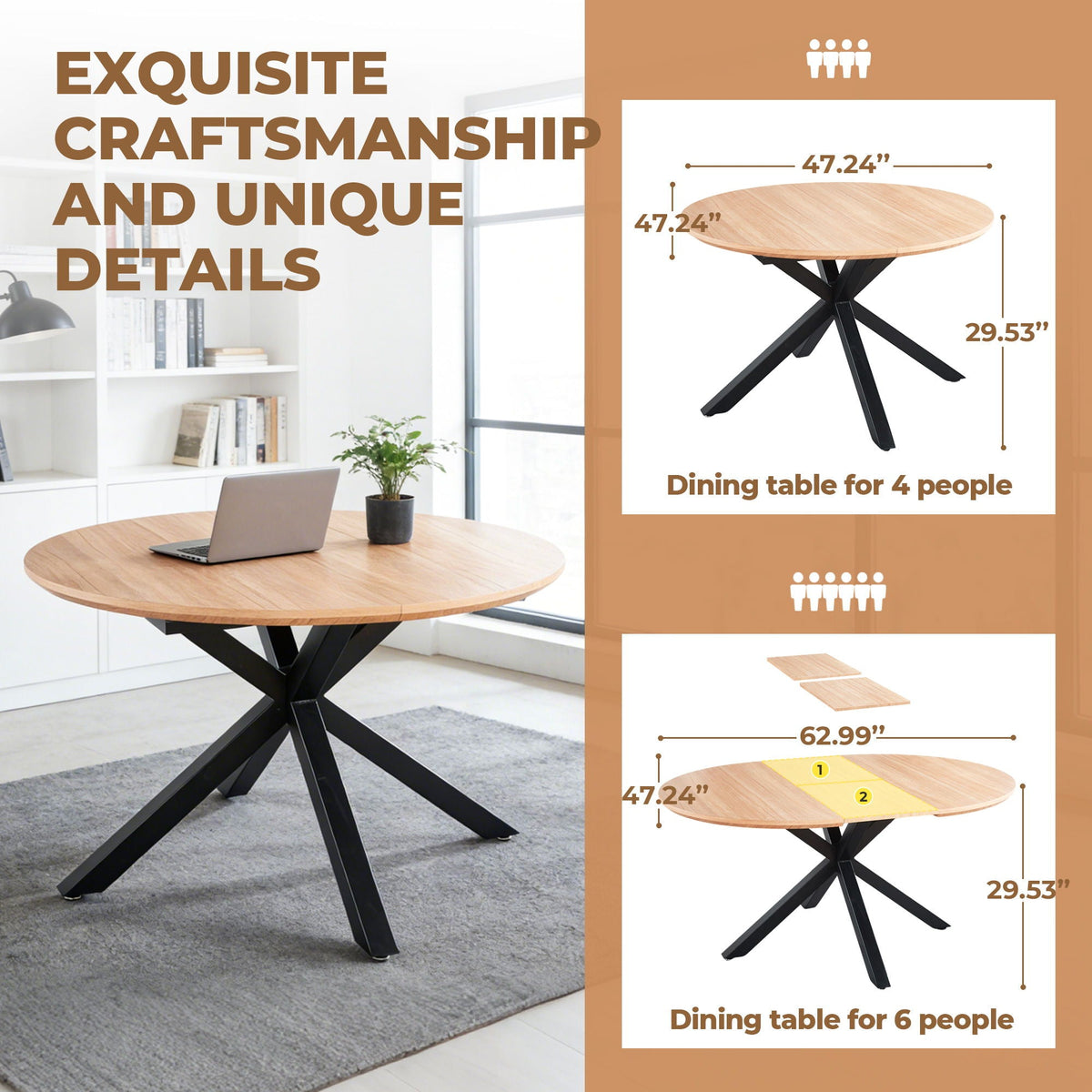 Extendable Round Dining Table - Oak
