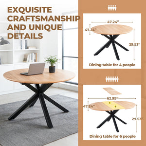Extendable Round Dining Table - Oak