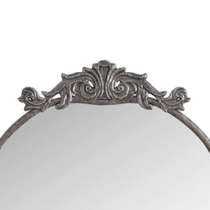 Retro Arched Full Body Mirror with Vintage Carved Applique