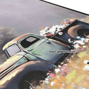 Farmhouse Old Truck Canvas Wall Art, 24x24 Inches