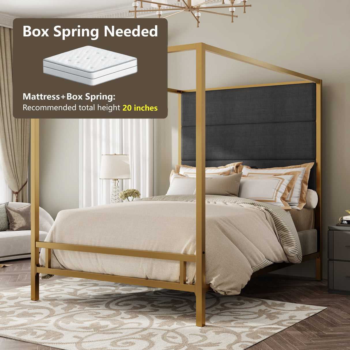 Modern Gold Metal Canopy Bed