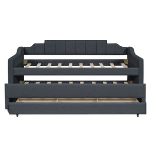 Upholstered Simple Design Daybed With Trundle And 3 Drawers