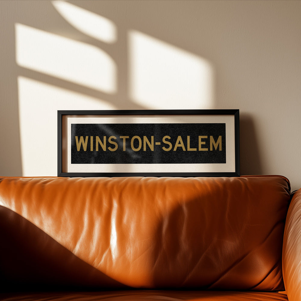 Framed Winston Salem Black & Gold Bus Scroll