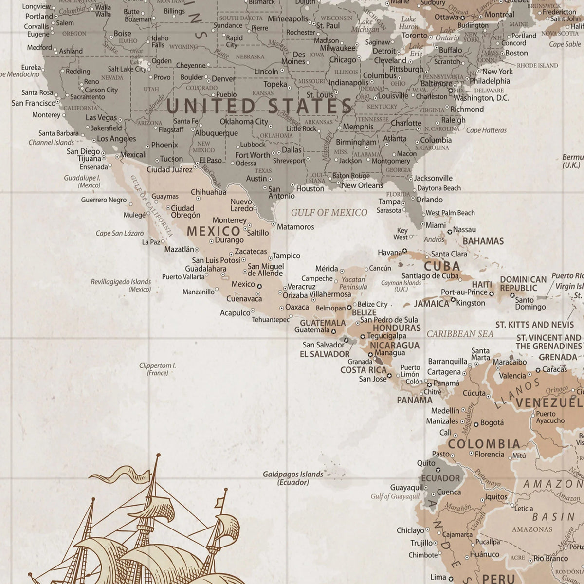 Personalized World Map Wall Art Canvas Print – Customizable