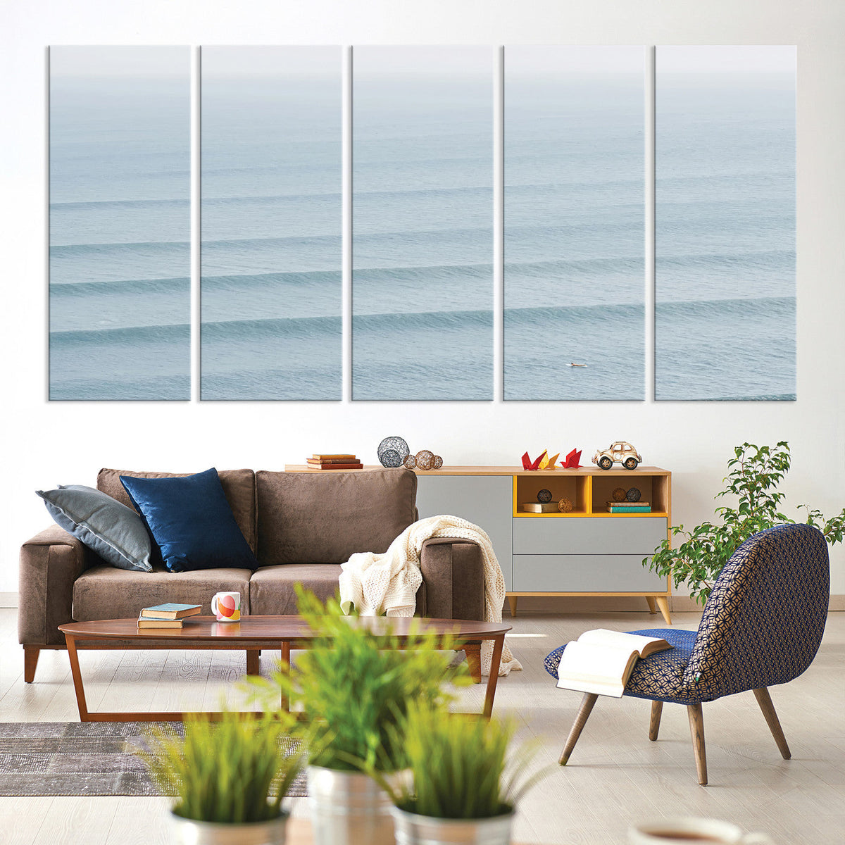 Ocean Waves Wall Art Canvas Print – Framed Solo Surfer Wave