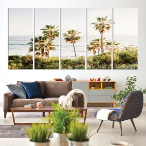 California Coast Palm Trees Wall Art Canvas Print – Framed