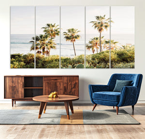California Coast Palm Trees Wall Art Canvas Print – Framed