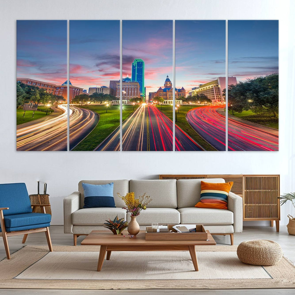 Dallas City Lights Large Wall Art Dallas Cityscape Canvas