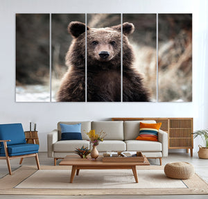 Brown Bear Wall Art Canvas Print – Framed Majestic Woodland