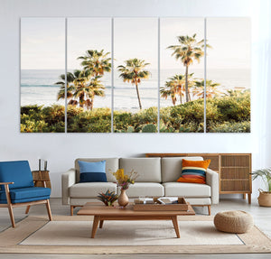 California Coast Palm Trees Wall Art Canvas Print – Framed