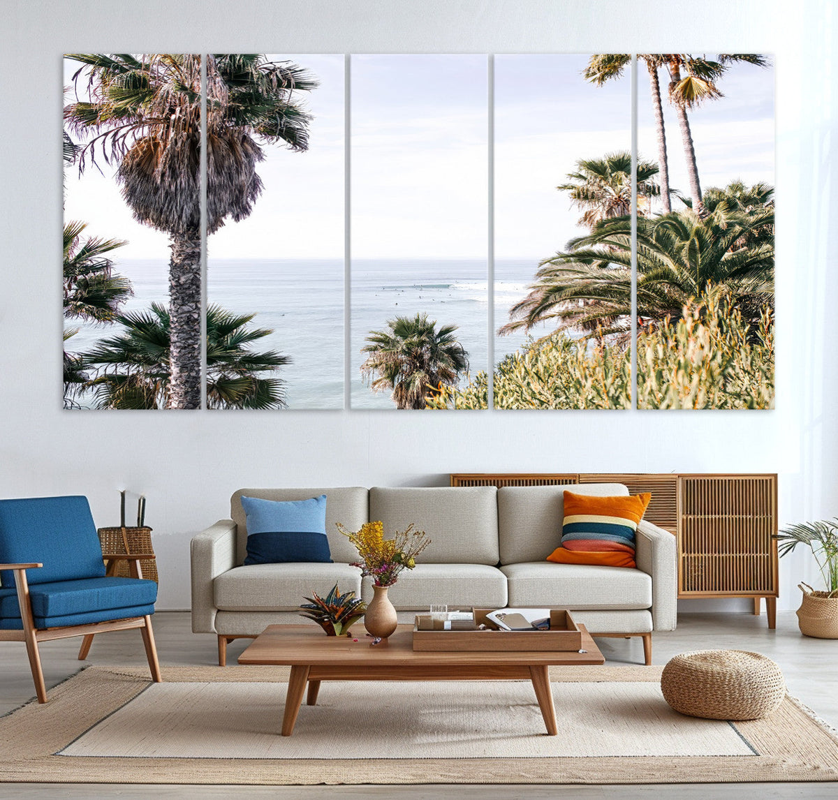 Coastal Palm Trees Wall Art Canvas Print – Framed Ocean