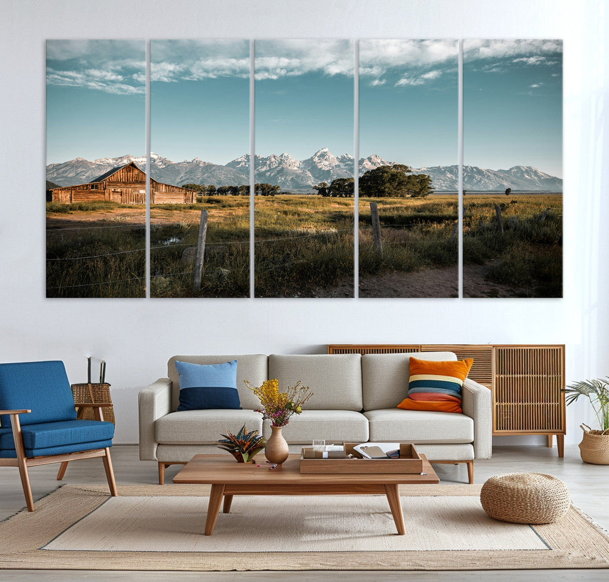 Rustic Farmhouse Wall Art Canvas Print – Teton Range Mormon