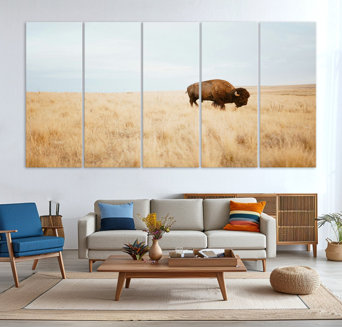 Buffalo Wall Art Canvas Print – Framed Western Wildlife